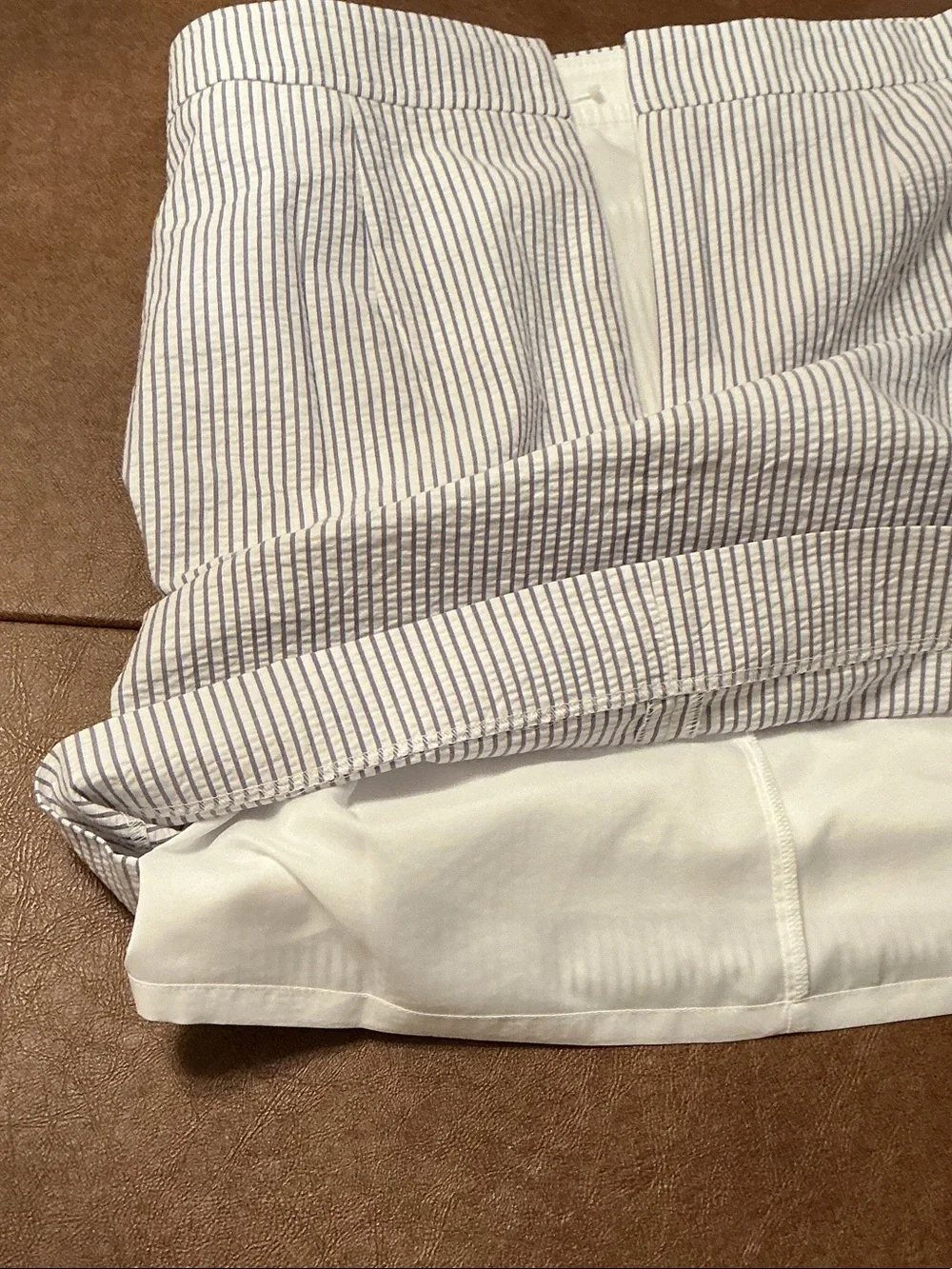 NWT J. Crew Seersucker White and Blue Pinstriped A-line Mini Skirt Sz 4 Cotton